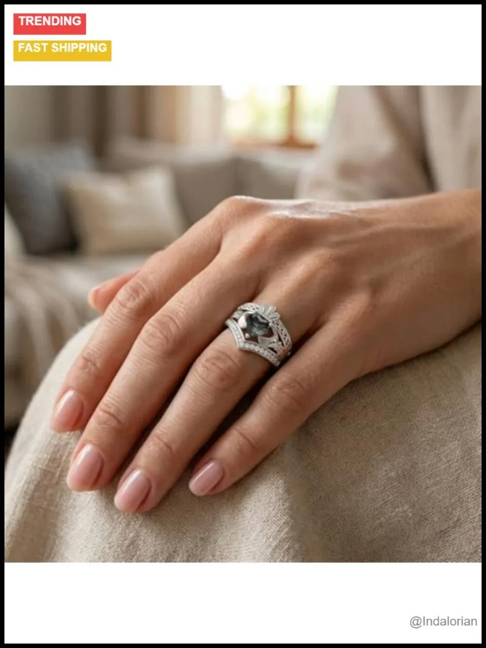 925 Sterling Silver Claddagh Ring Heart Statement Engagement